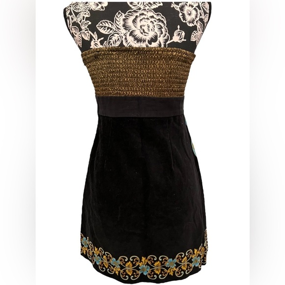 Free People Lost in Paradise Strapless Floral Velvet Mini Dress M - Picture 4 of 11